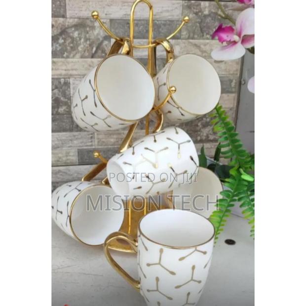 DELUXE Set of 6 Golden Cups Ceramic Coffee Cup 