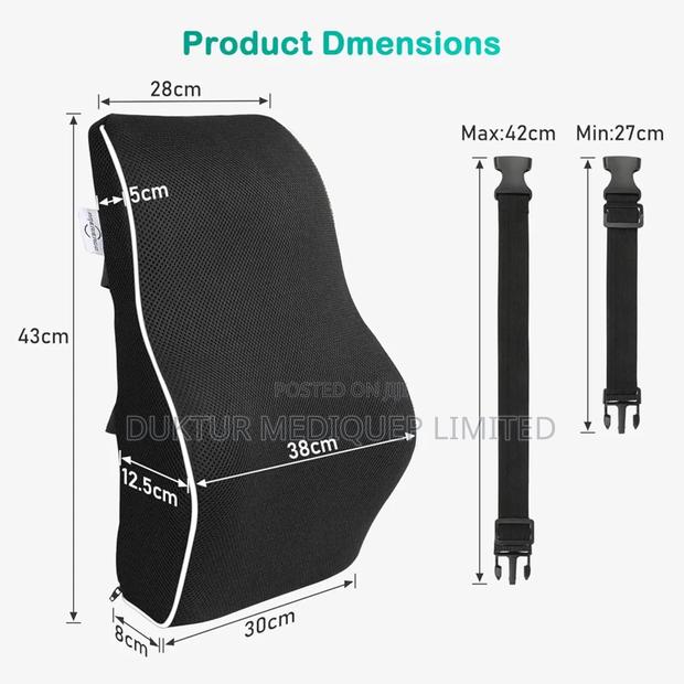 Ergonomic Memory Foam Back Cushion/ Lumber Support Pillow - thumbnail 2