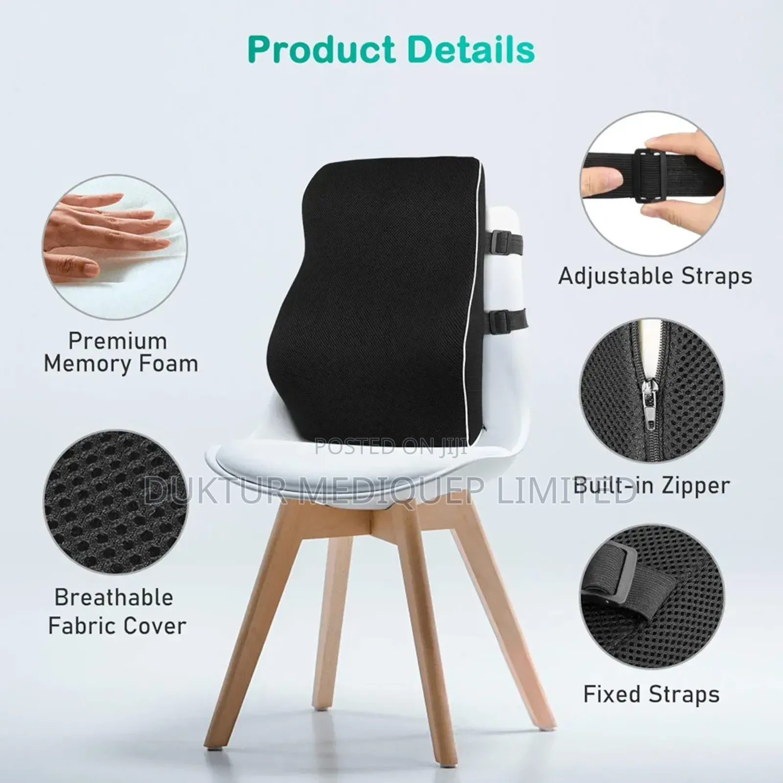 Ergonomic Memory Foam Back Cushion/ Lumber Support Pillow