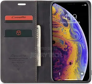 Magnetic Closure Credit Card Holder for iPhone Xs Max - Bla