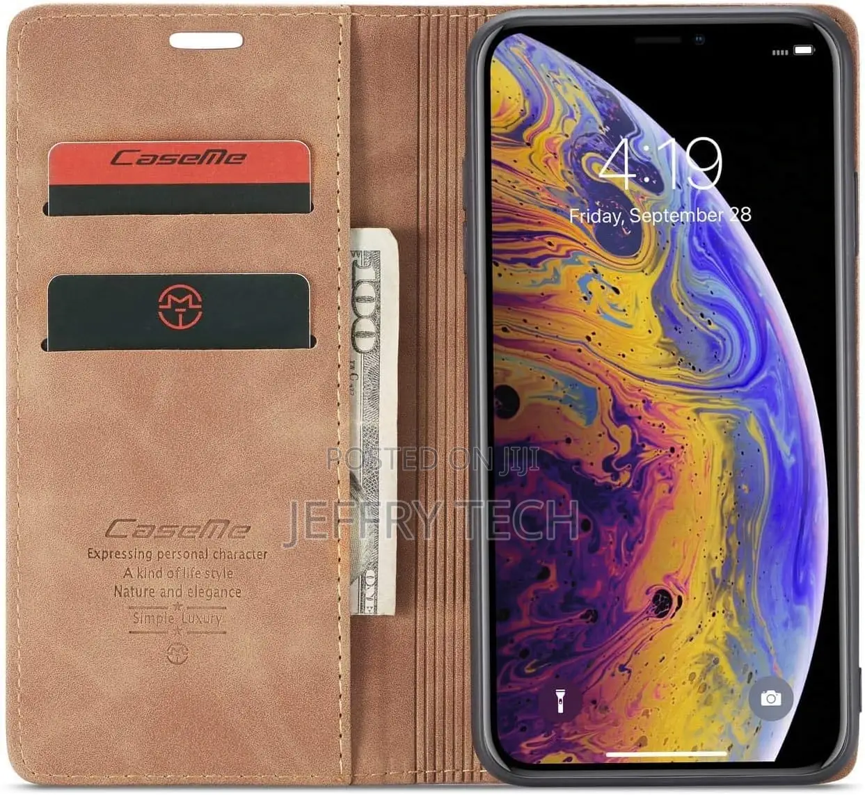 iPhone X Leather Case, Folio Case With Kickstand Credit Card