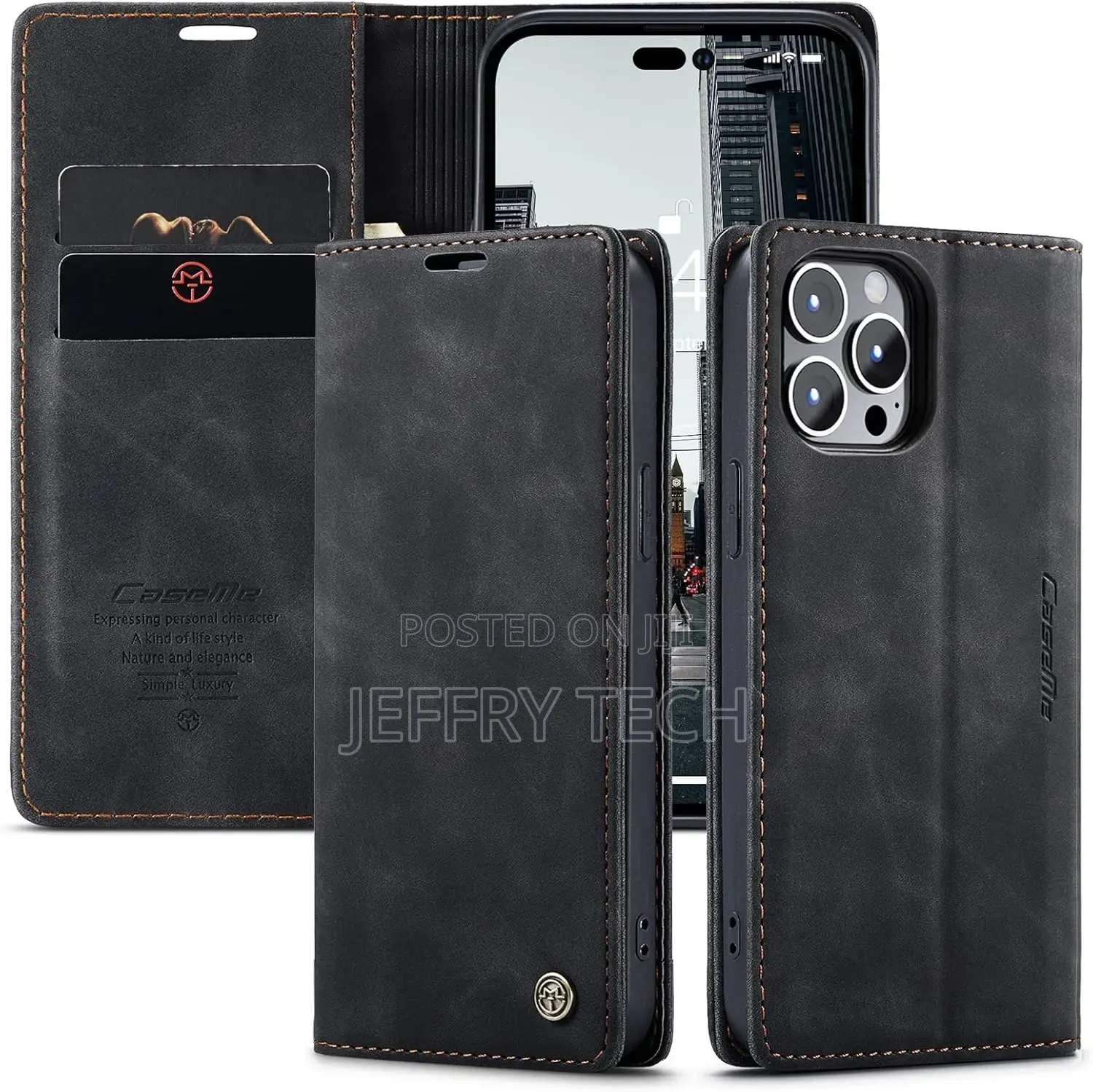 iPhone 14 Pro Wallet Flip Case Black
