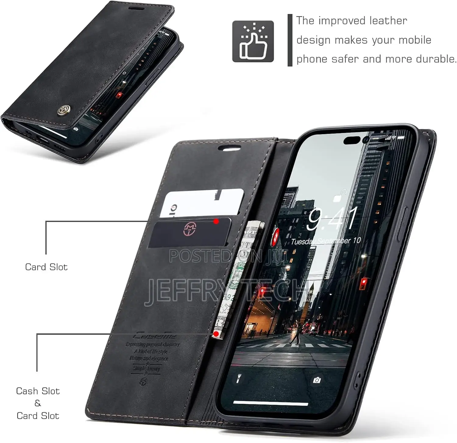 iPhone 14 Pro Wallet Flip Case Black