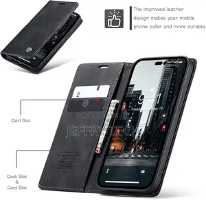 iPhone 14 Pro Wallet Flip Case Black