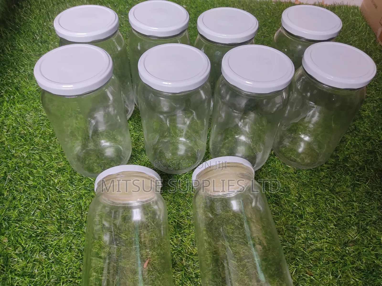 10 Glass Jar 1000ml With Metallic White Lids With Seals