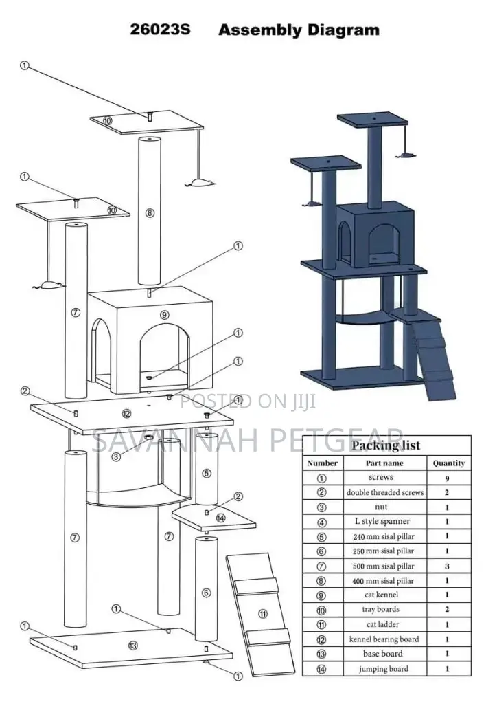 Leo Cat Tree With Condo, Hammock, Perches - Dark Grey