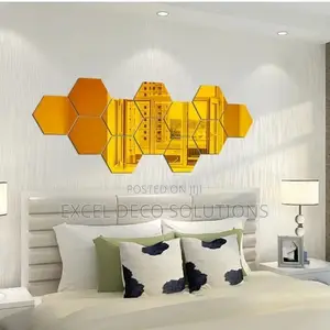Gold Hexagon Acrylic Decor Mirrors