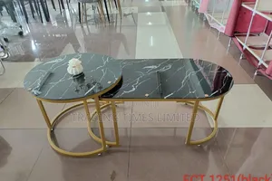 *Black Nesting Coffee Table Marble Effect