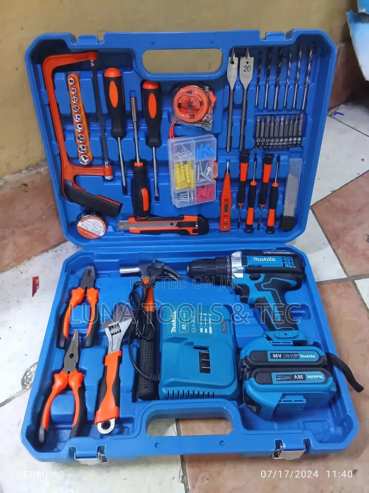 Easy to Use Makita Cordless Drill,And Accessories, 36V.