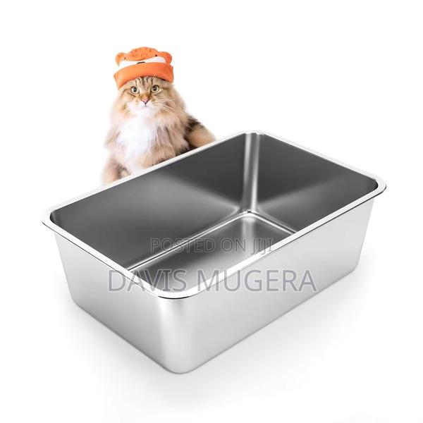 Open Stainless Steel Cat Litter Box - thumbnail 3