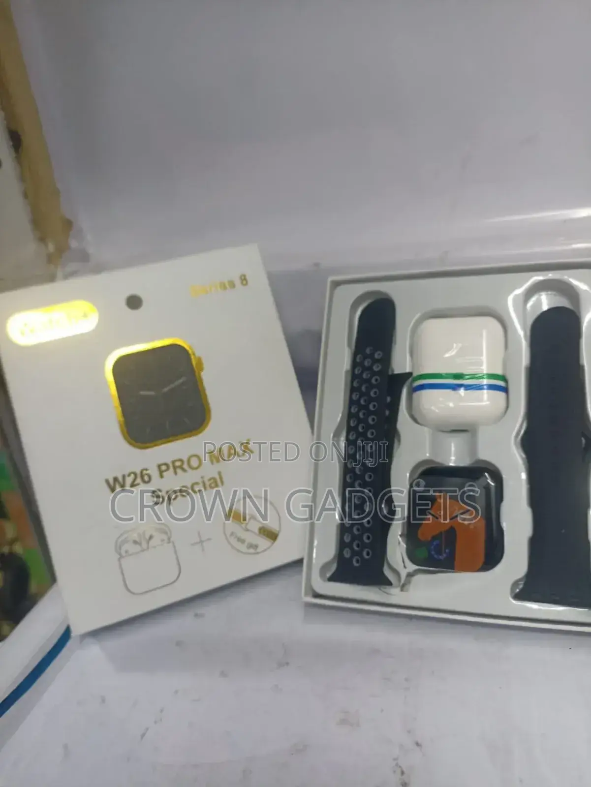 W26 Pro Smartwatch With Double Straps and Earpods