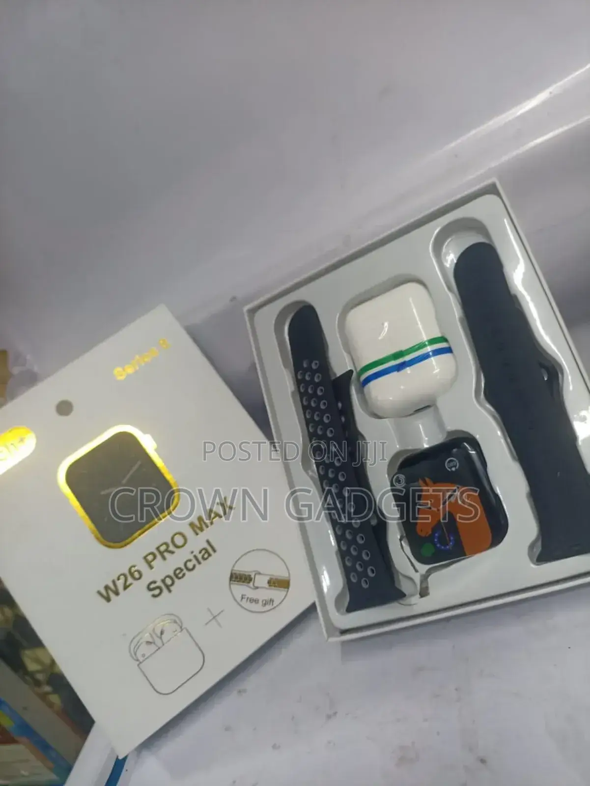 W26 Pro Smartwatch With Double Straps and Earpods