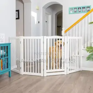 Deluxe Indoor Freestanding Wooden Dog Gate, Foldable