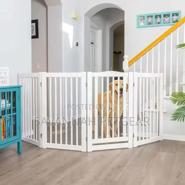 Deluxe Indoor Freestanding Wooden Dog Gate, Foldable