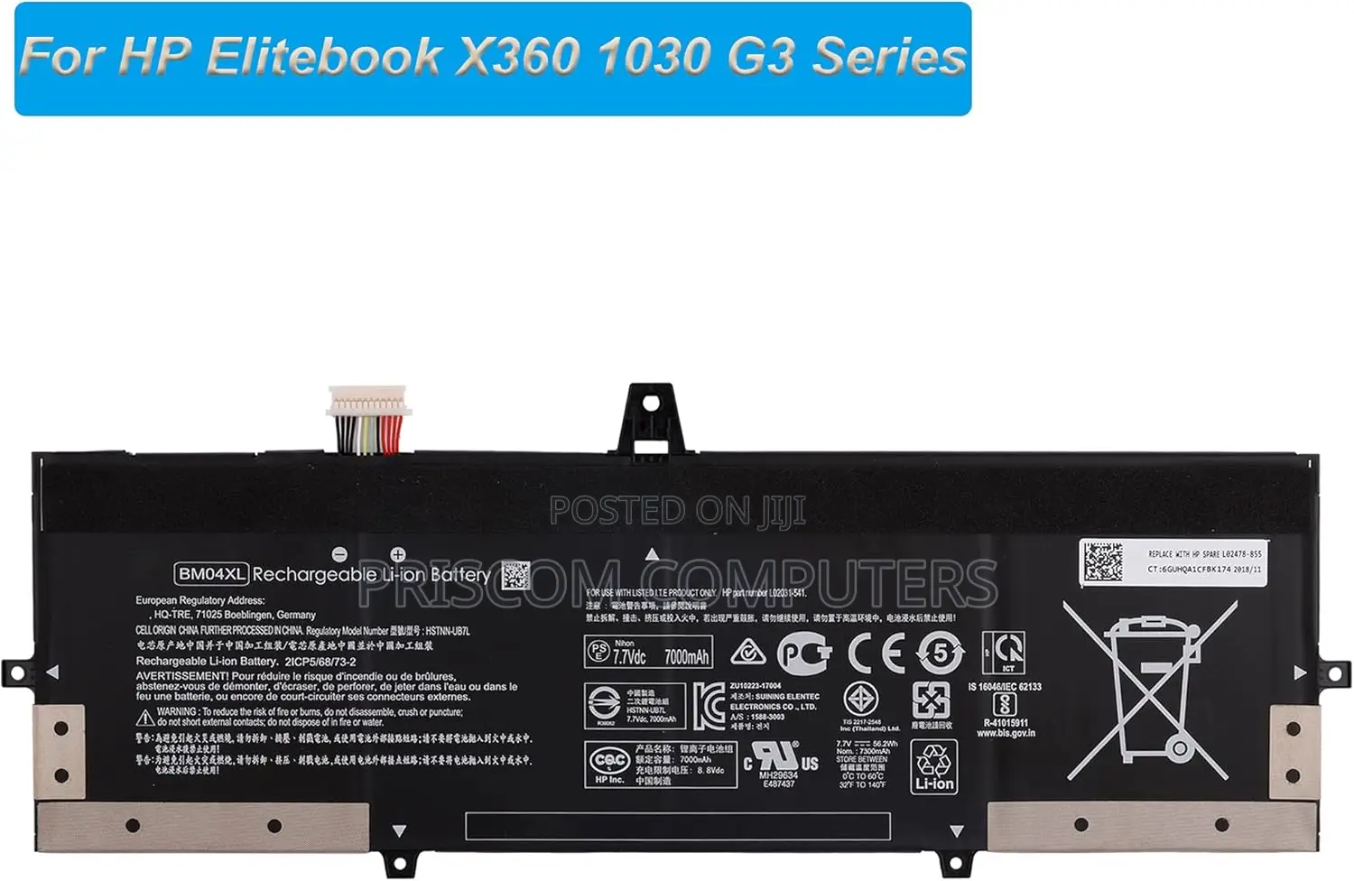 Laptop Battery for HP Elitebook X360 1030 G3 45X96UT 3ZH01EA