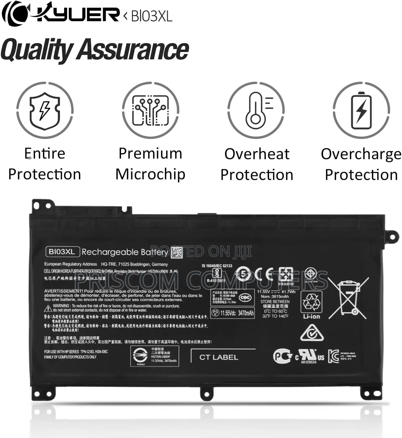 BI03XL ON03XL Battery for HP Laptop Pavilion X360 13-U M3-U