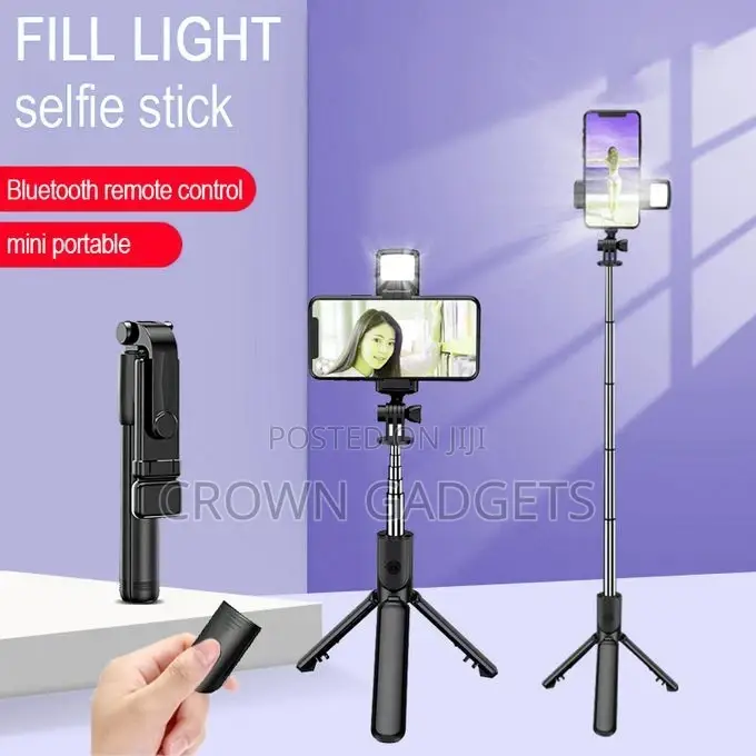 Selfie Stick Tripod Stand With Light Bluetooth Remote Extend