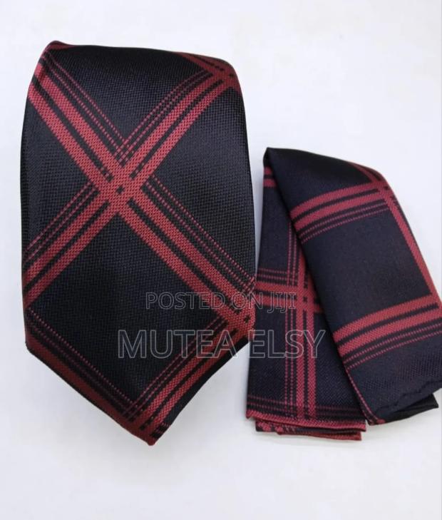Red Black Checked Executive Tie Sets - thumbnail 3
