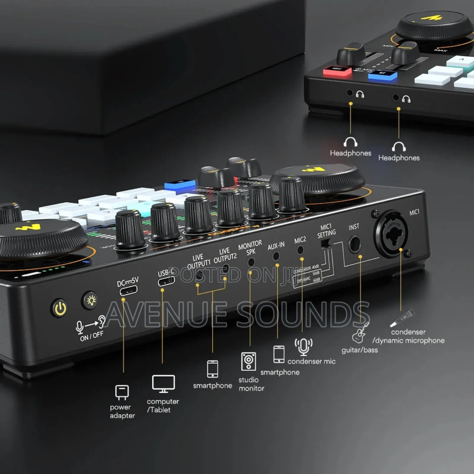 Maono Audio Interface Soundcard Dj Mixer All in One