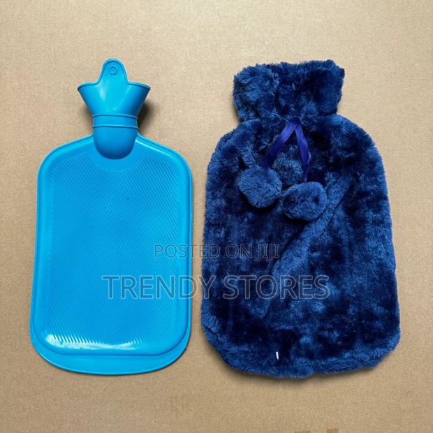 Blue Fur Cover Hot Water Bottle - main view