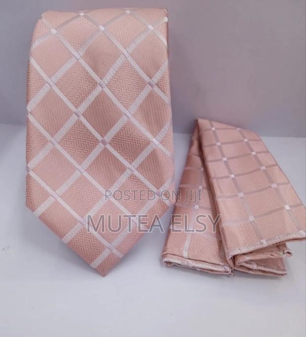 Baby Pink Coral Peach Paisley Boxed Tie Sets.