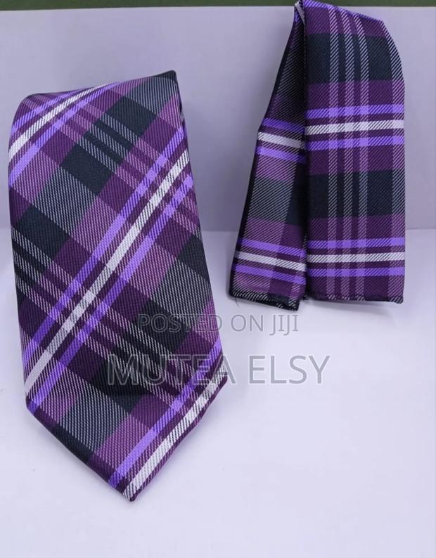 Pink,Purple Grey Checked Executive Tie Sets - main view