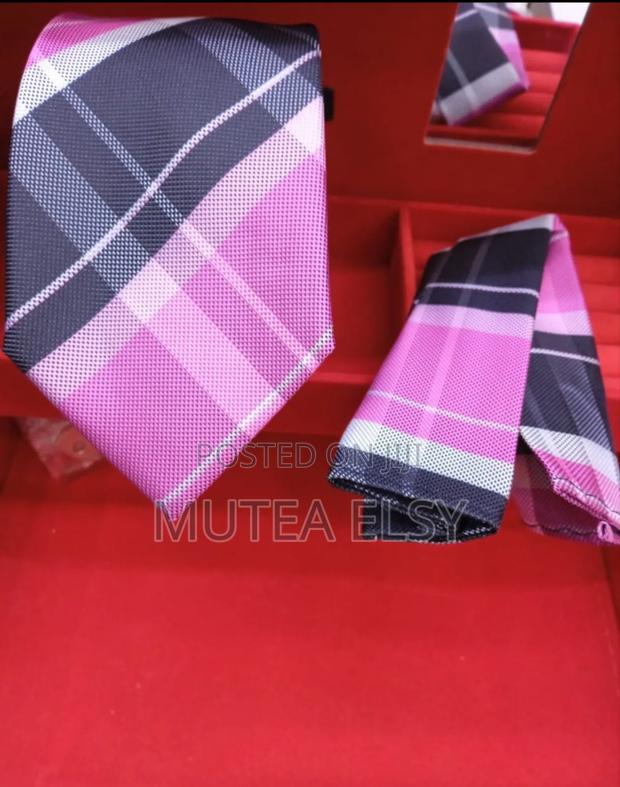 Pink,Purple Grey Checked Executive Tie Sets - thumbnail 2
