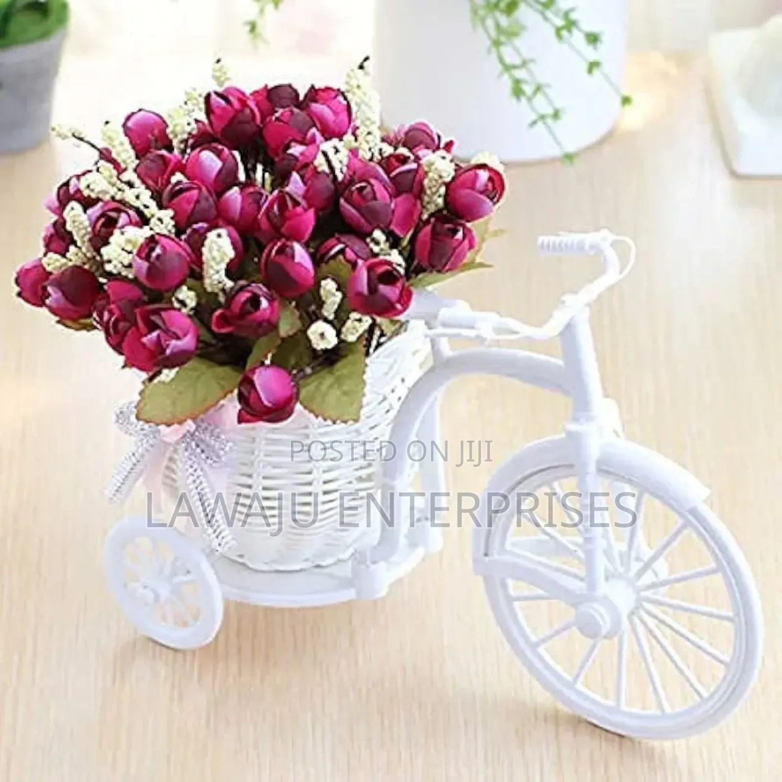 Artificial Flower Tricycle Decor