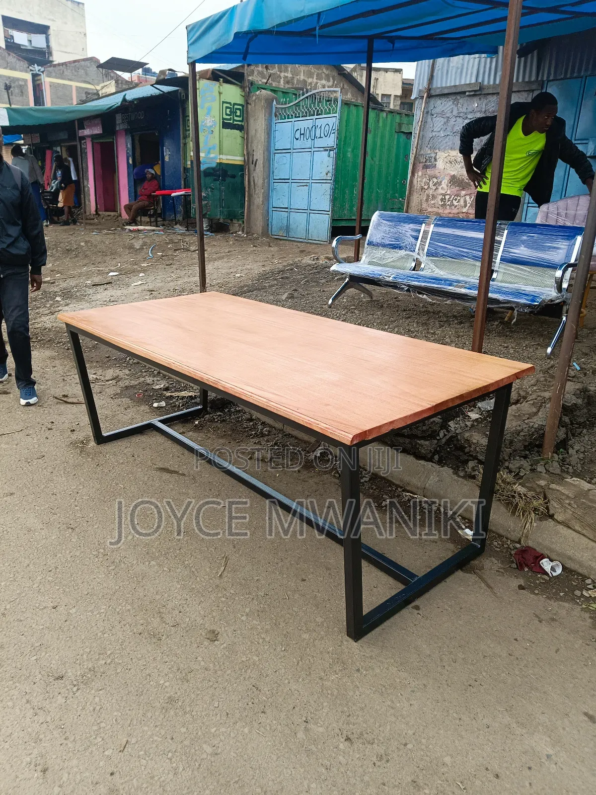 Mahogany Conference Powder Coated Table 8ft by 3ft 