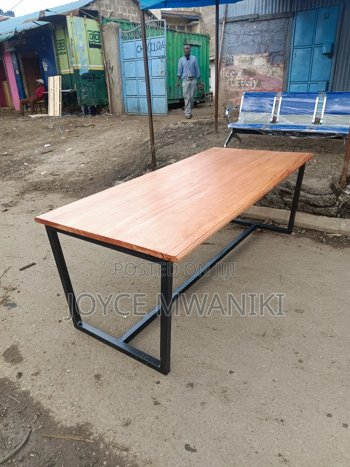 Mahogany Conference Powder Coated Table 8ft by 3ft 