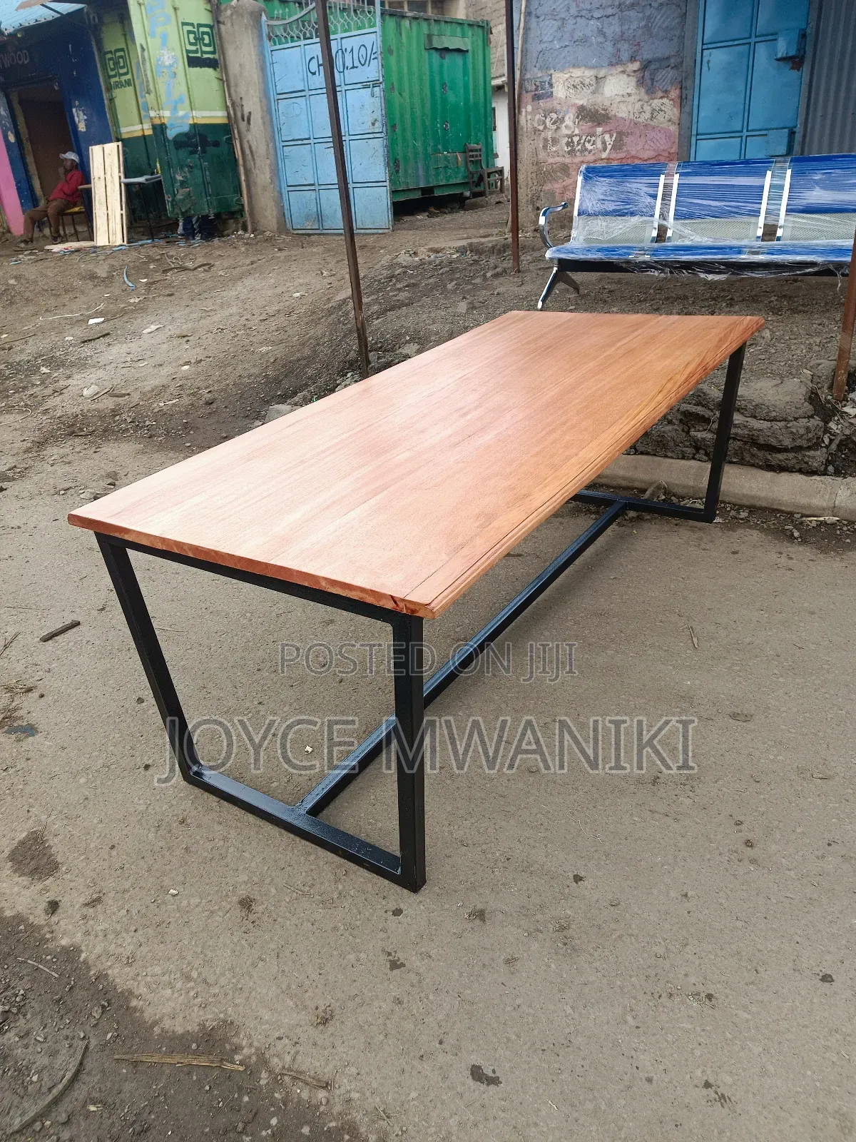 Mahogany Conference Powder Coated Table 8ft by 3ft 