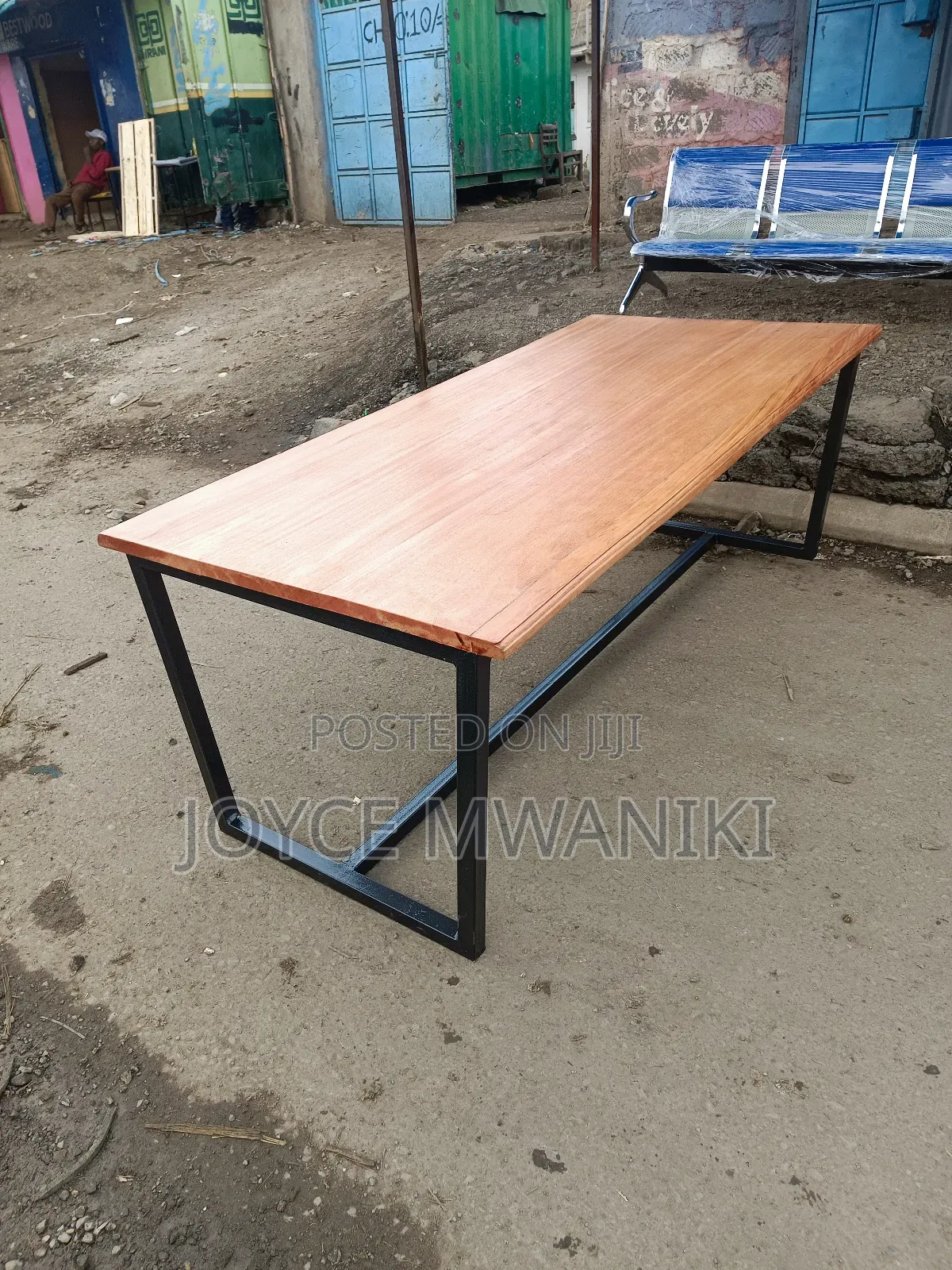 Mahogany Conference Powder Coated Table 8ft by 3ft 
