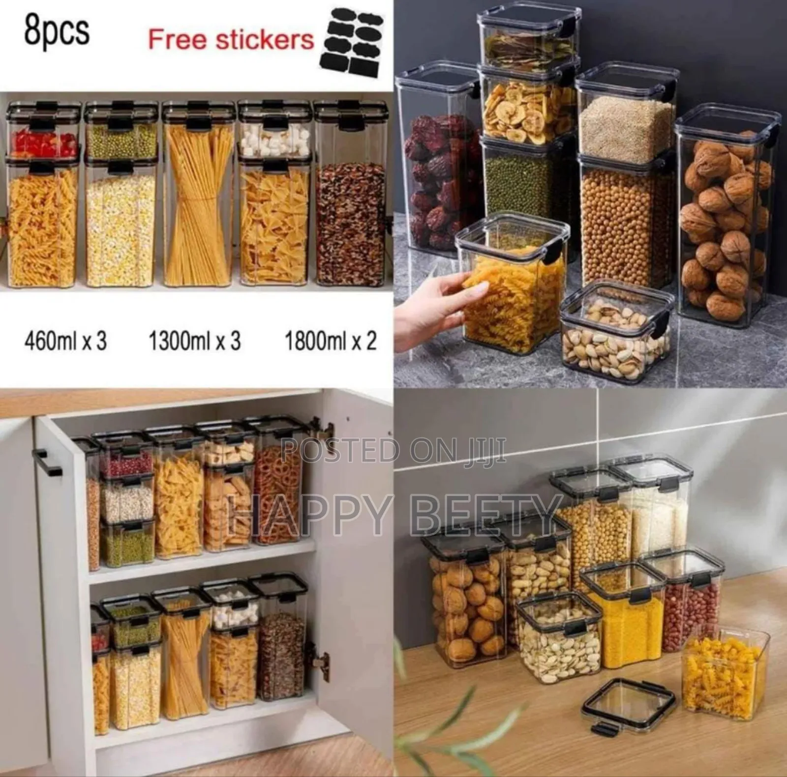 8pcs Transparent Acrylic Cereal Containers