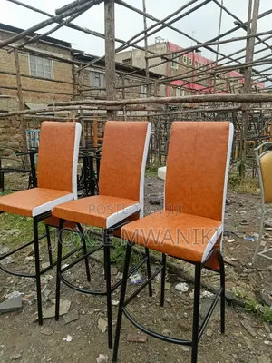 Executive High Bar Chairs, White and Gold 