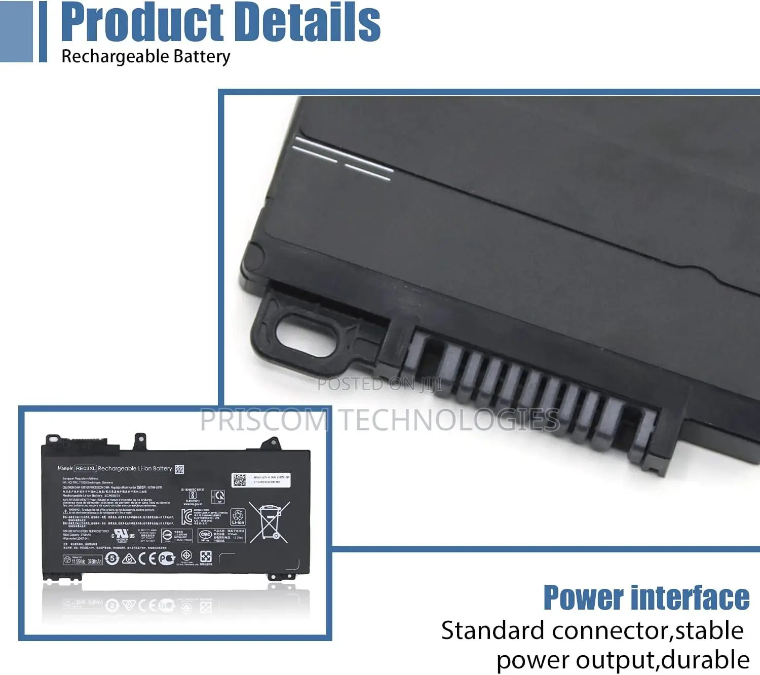RE03XL RF03 Battery for HP Probook 430 440 445 450 455 G6 G7