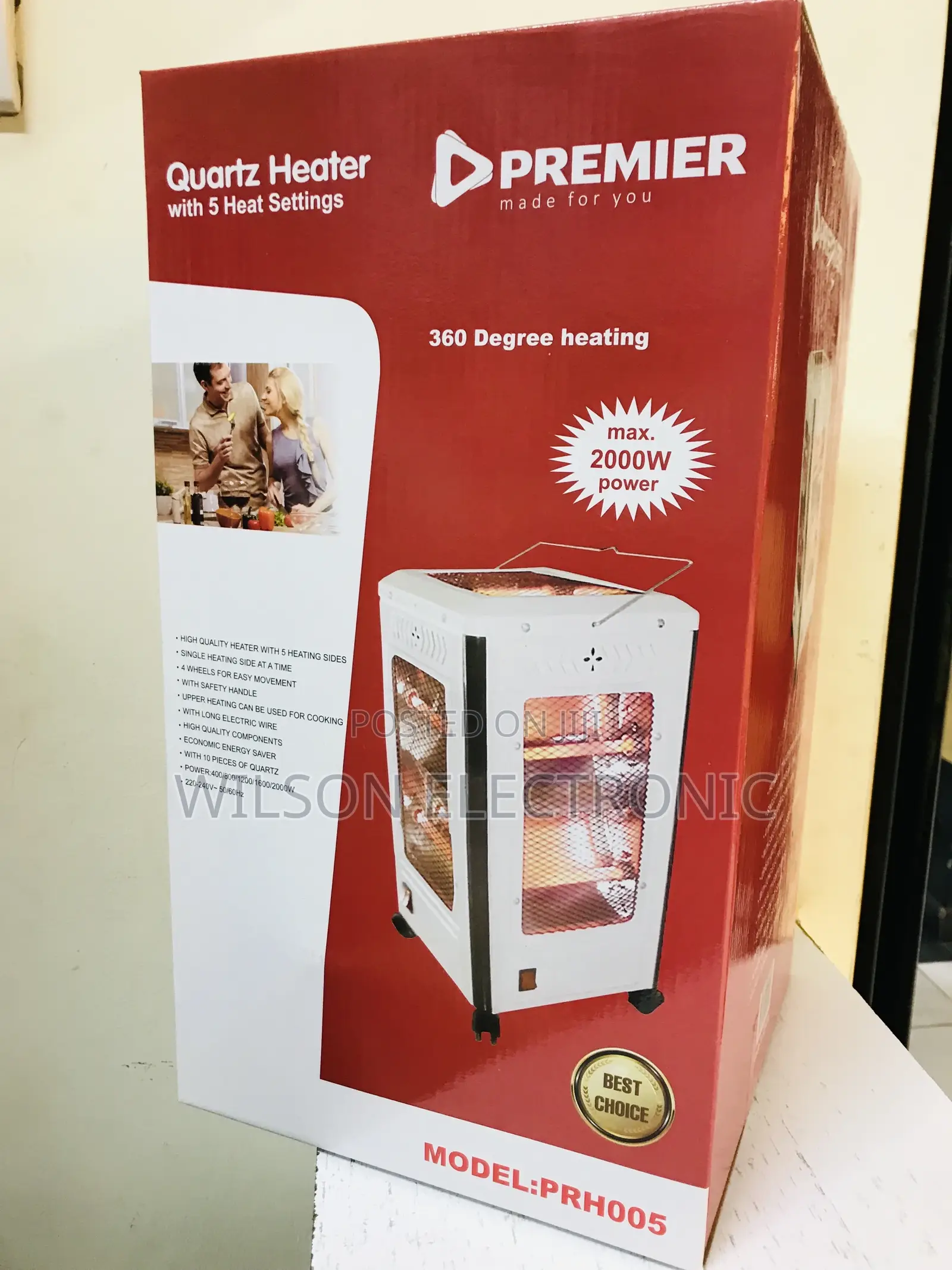 Quartz Heater. 5 Heat Settings. 2000w