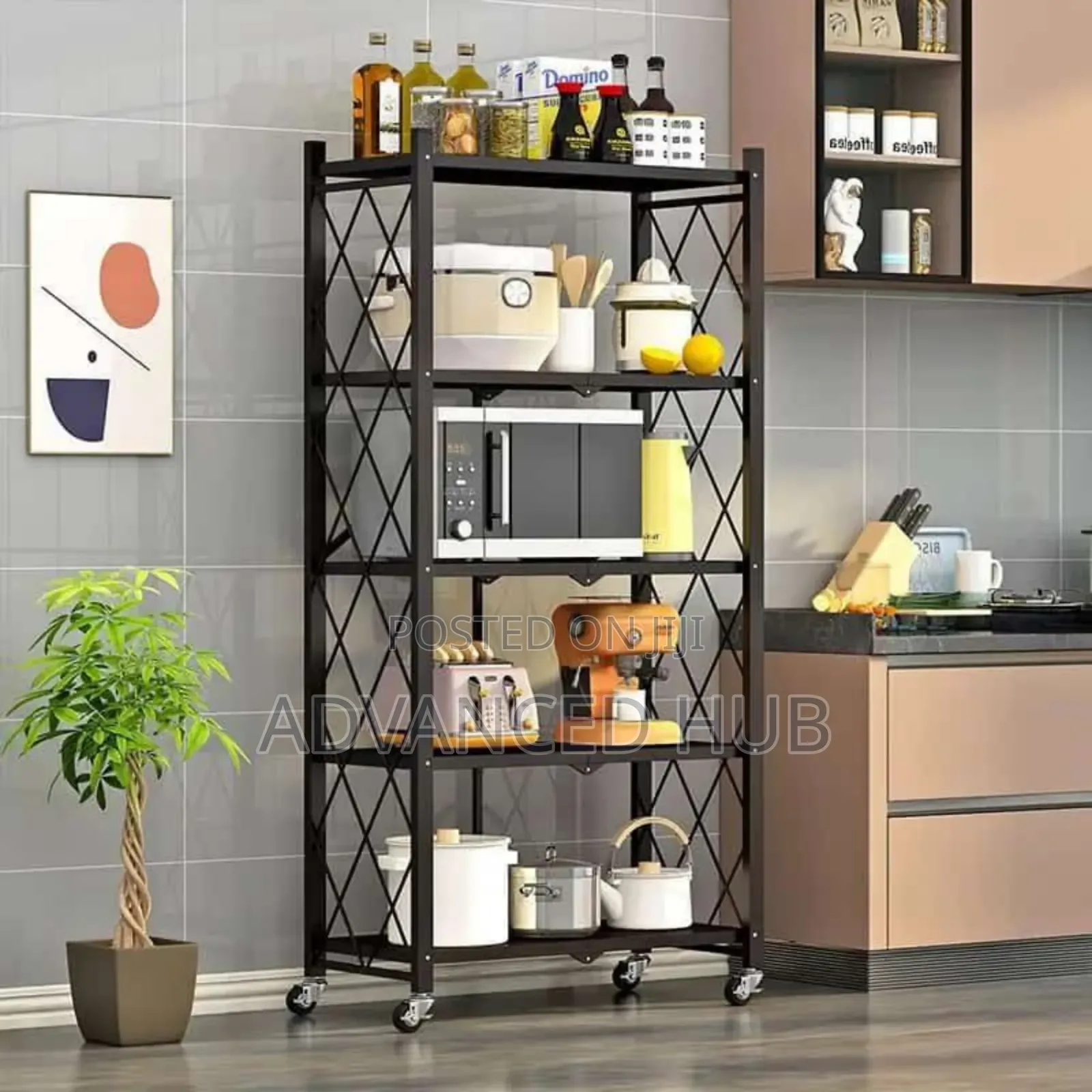 Foldable Movable Kitchen Rack
