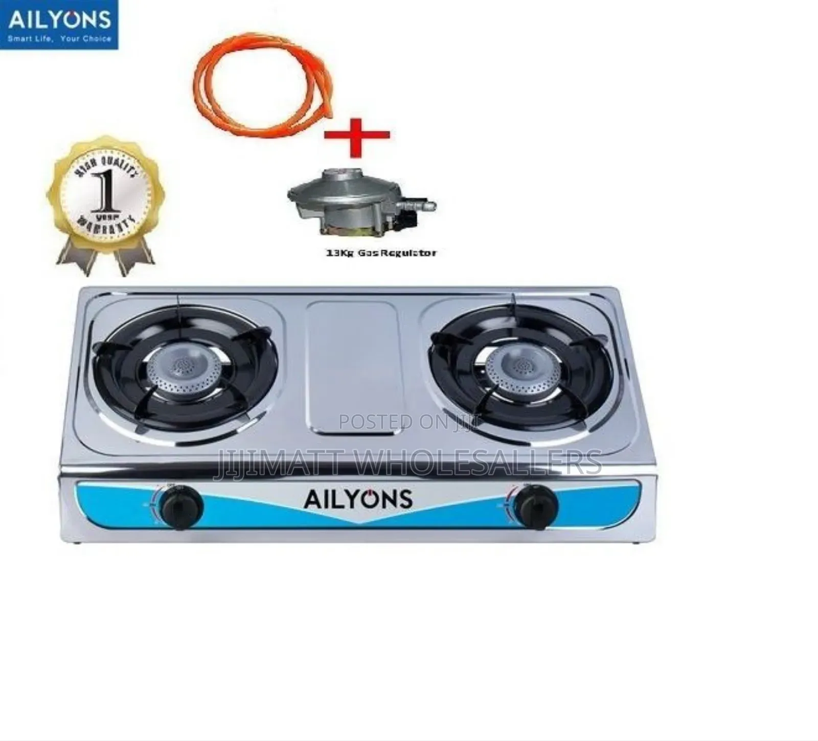 AILYONS 2 Burner Table Top Stainless Steel Gas Stove Cooker.