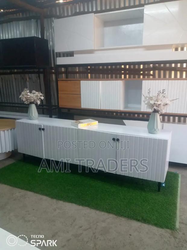 7 Ft Black White Tv Stand - main view