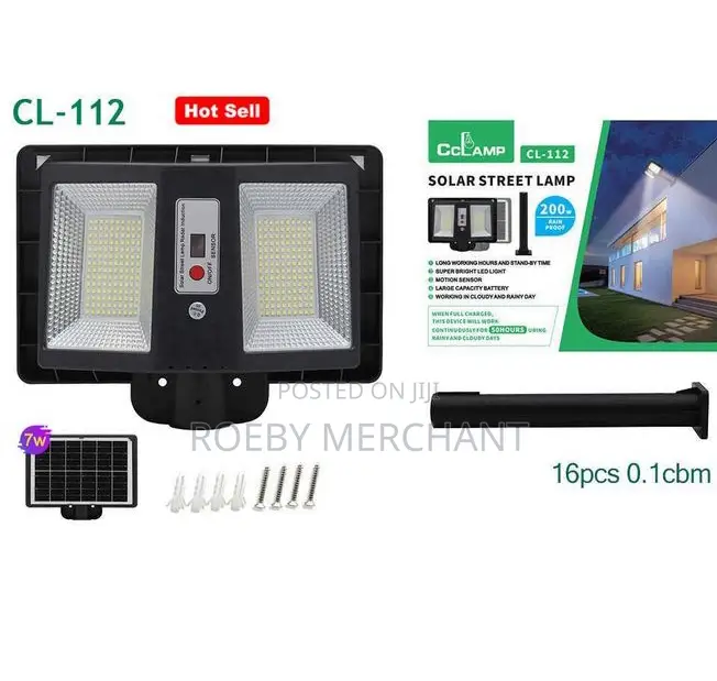 Cclamp 200W, 300W Bright LED Solar Street Lamp + Pole