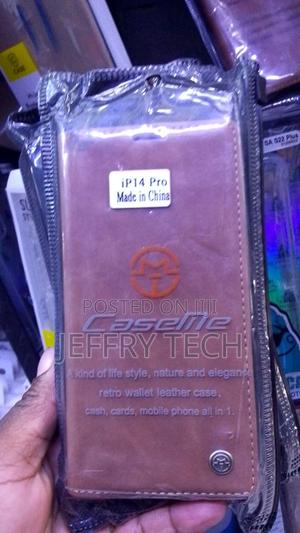 Wallet Black Suede Leather Flip Case for iPhone 14 Pro - thumbnail 2