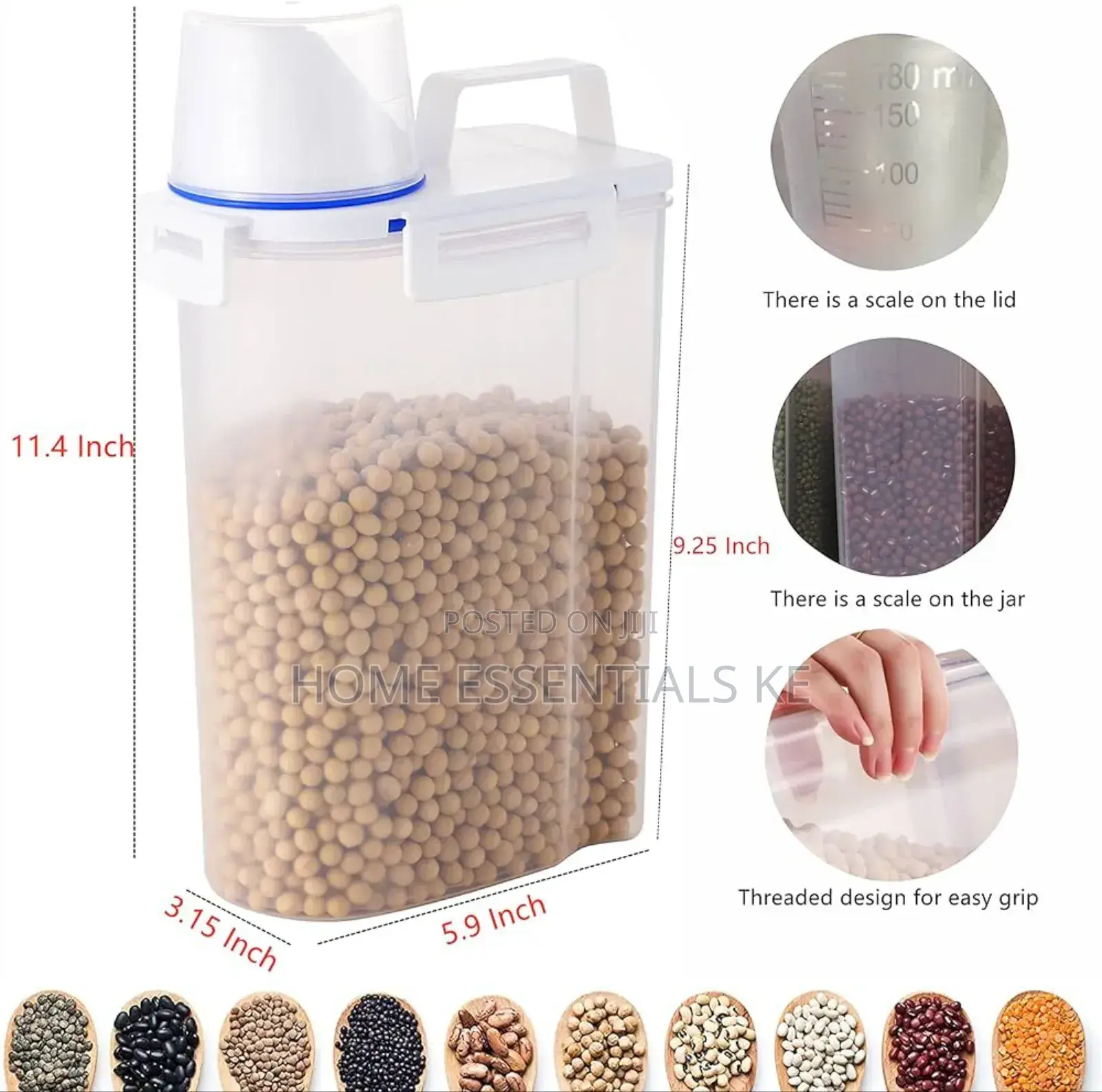 Air Tight 2kg Graduated Cereal Container With a 180ml Cap