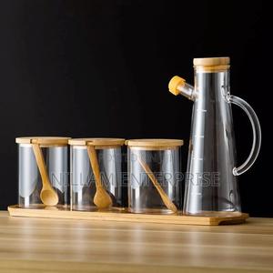 4pcs Oil Jar Set With Bamboo Stand - thumbnail 2