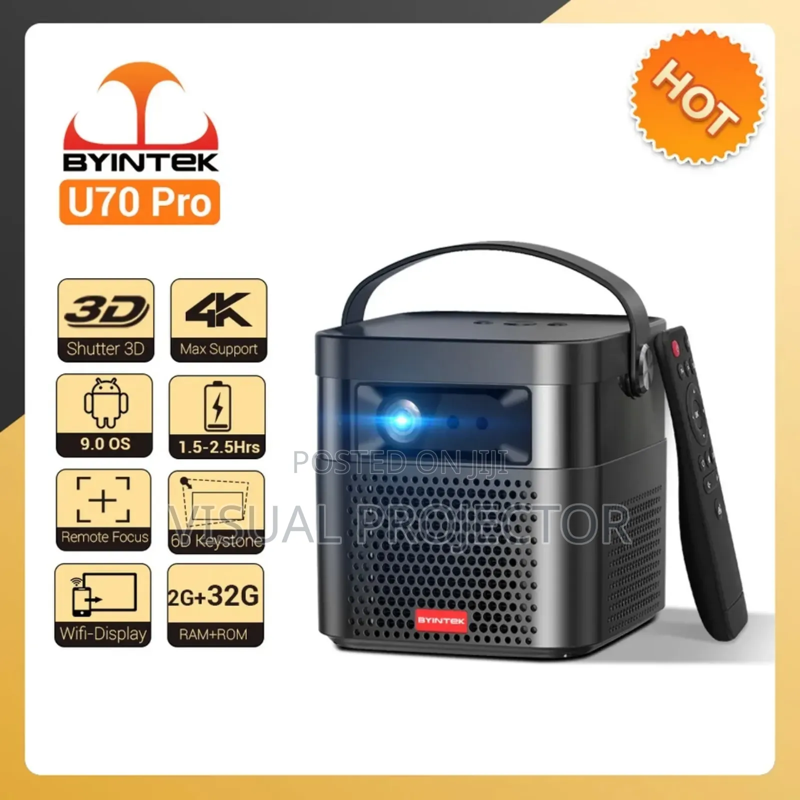 BYINTEK U70 PRO Battery Projector ( Used for 2 Months )