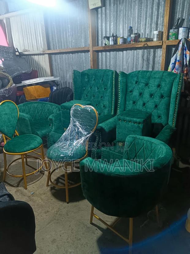 Pedicure Seats Plus Puff, 2 Love Seats and 2 Styling Chairs. - main view