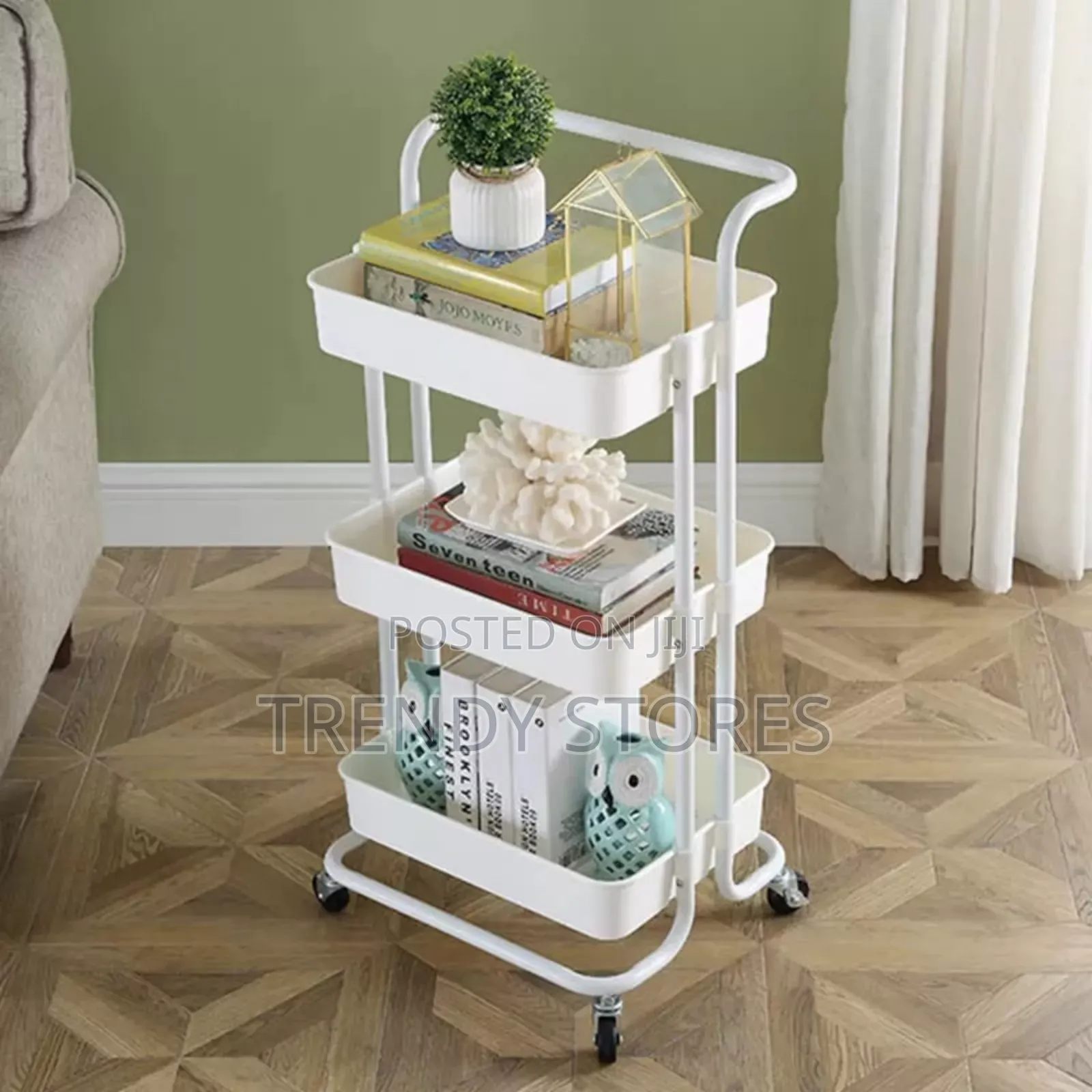 White 3 Tier Rolling Storage Rack