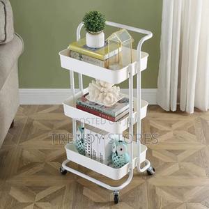 White 3 Tier Rolling Storage Rack - thumbnail 2