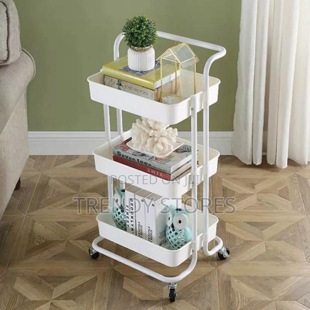 White 3 Tier Rolling Storage Rack - main view