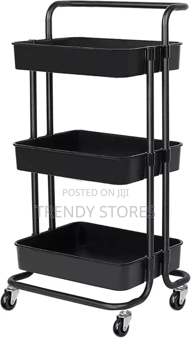 Black 3 Layer Rolling Storage Rack - main view