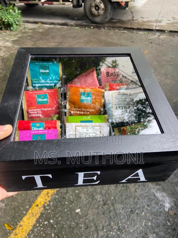 9 Grid Tea Bag Organizer in Black , White , Brown - main view